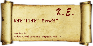 Kálló Ernő névjegykártya